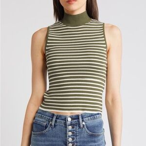 Stripe Mock Neck Wide Rib Sweater Tank